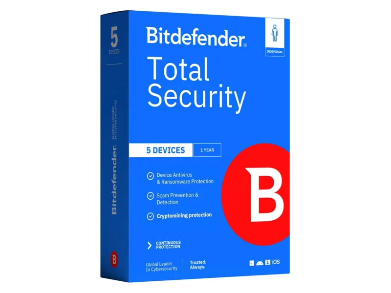 Bitdefender Total Security (5 devices, 1 year)